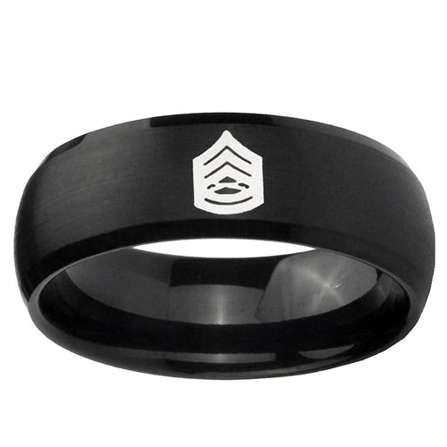 10mm Army Sergeant Major Dome Brush Black Tungsten Ring