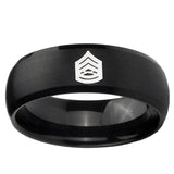 5, 8mm Army Sergeant Major Dome Brush Black Tungsten Ring
