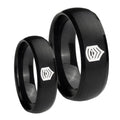 Army Sergeant Major Dome Brush Black Tungsten His And Hers Ring