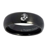 8mm-Marine-Dome-Brush-Black-Tungsten-Carbide-Men's-Bands-Ring