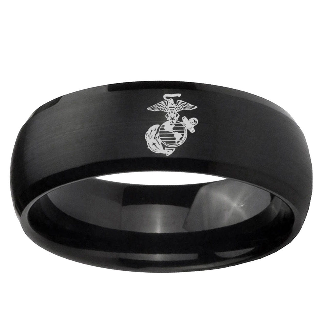 10mm Marine Dome Brush Black Tungsten Ring