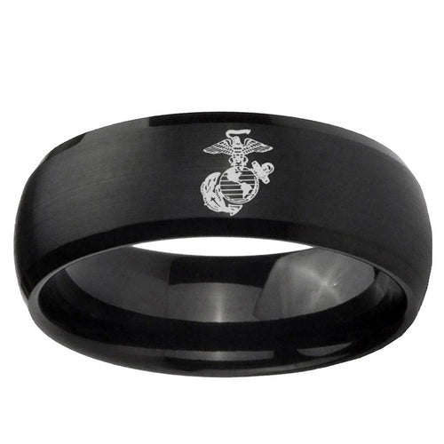 10mm Marine Dome Brush Black Tungsten Ring