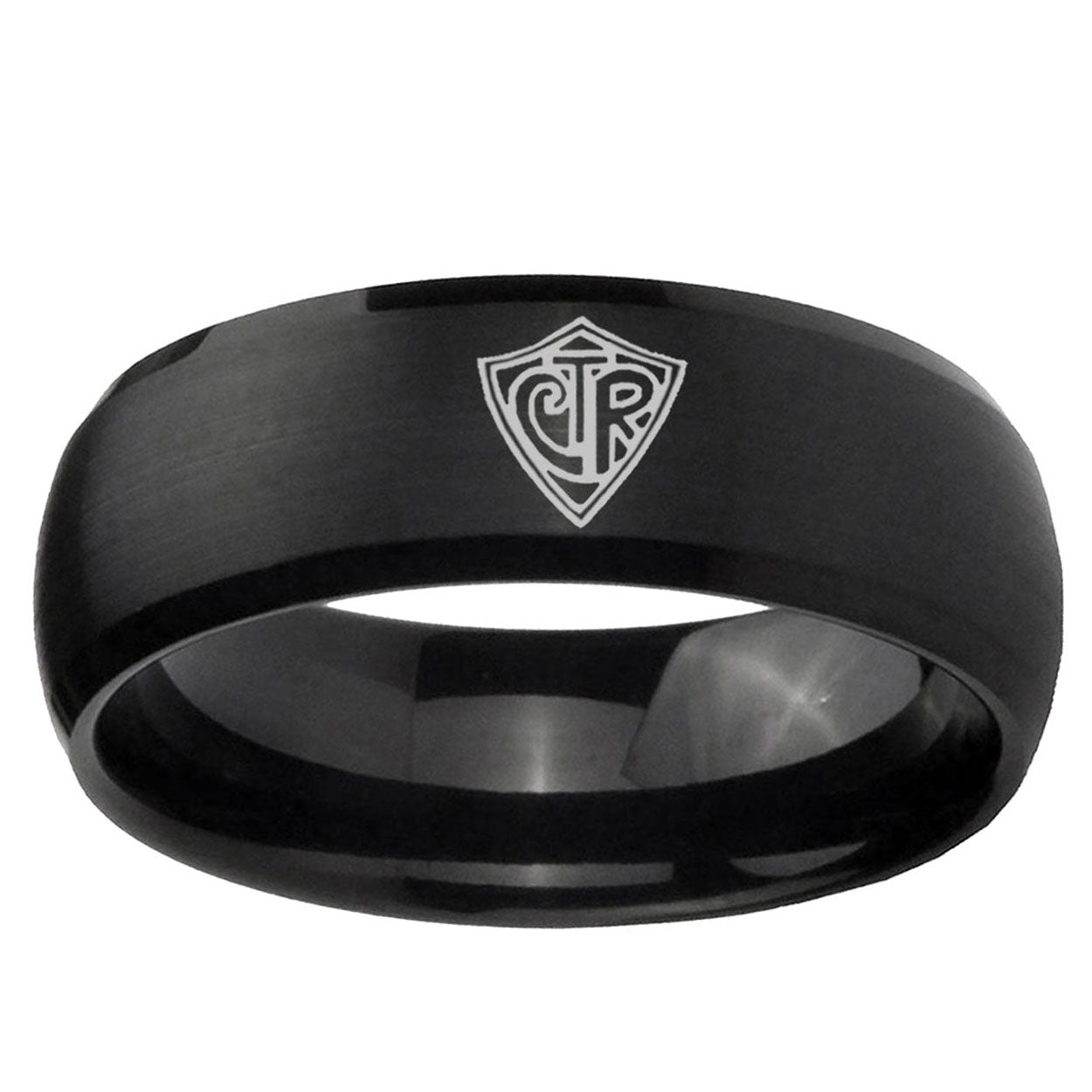 10mm CTR Dome Brush Black Tungsten Ring