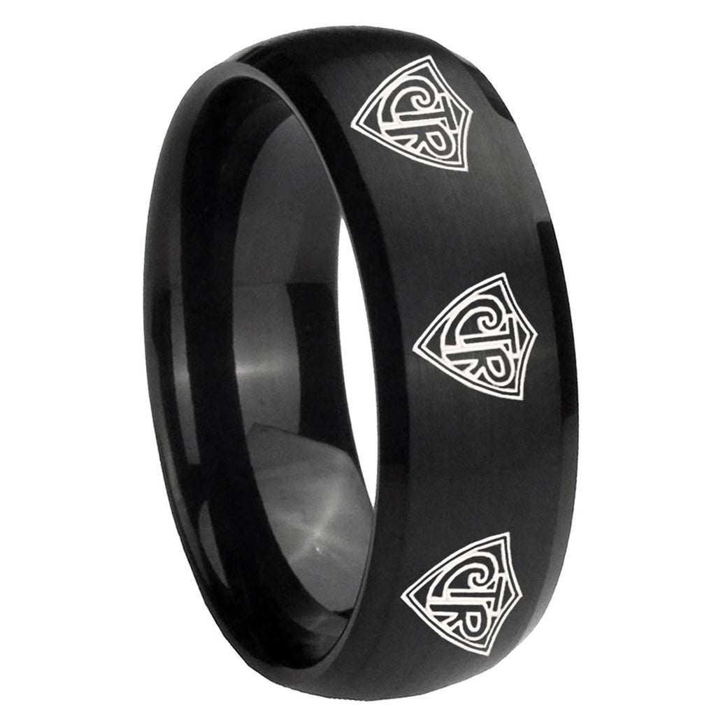 8MM Multiple CTR Dome Brush Black Tungsten Wedding Band