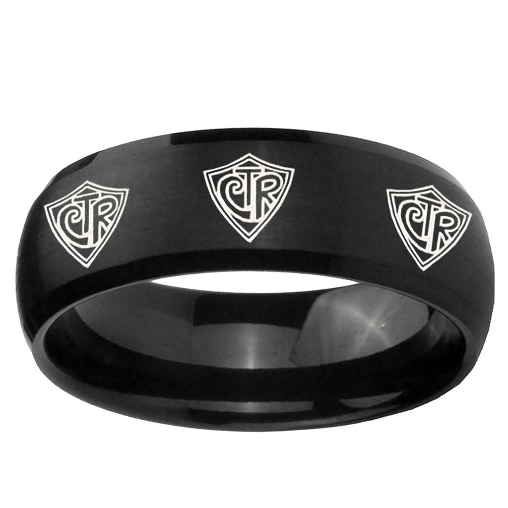 10mm Multiple CTR Dome Brush Black Tungsten Ring