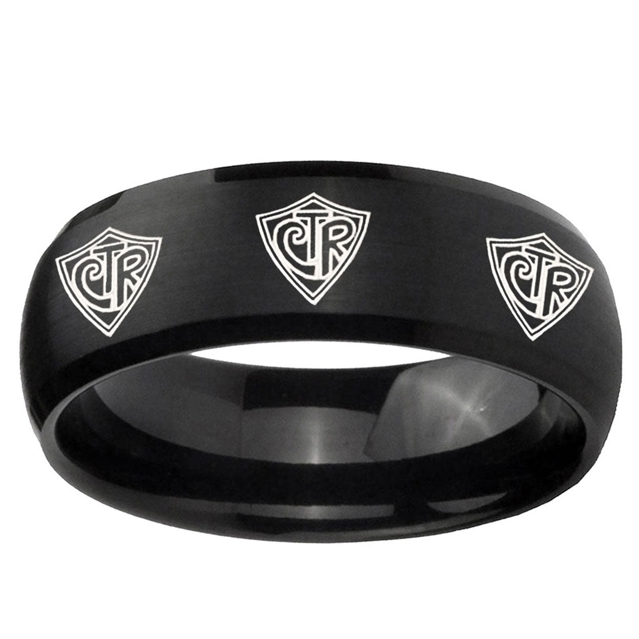 10mm Multiple CTR Dome Brush Black Tungsten Ring