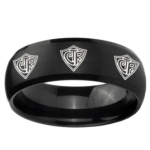 10mm Multiple CTR Dome Brush Black Tungsten Ring