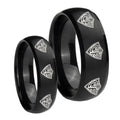 Multiple CTR Dome Brush Black Tungsten Bridal Set Rings