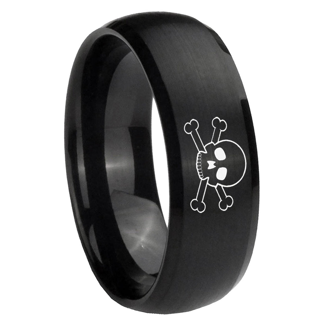 10mm Skull Dome Brush Black Tungsten Carbide Mens Engagement Ring