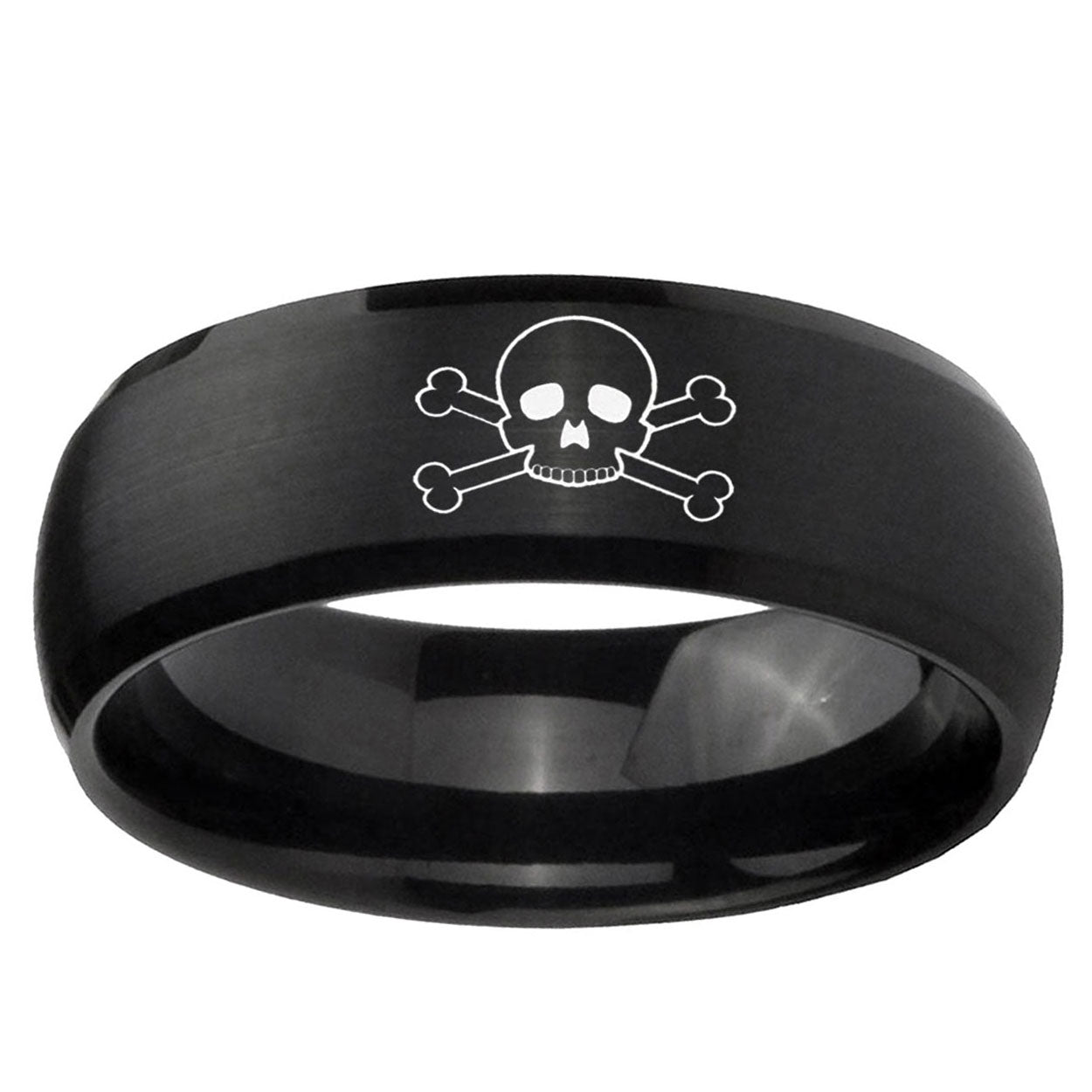 5MMSkull Dome Brush Black Tungsten Carbide Custom Ring for Men