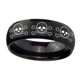 8mm-Multiple-Skull-Dome-Brush-Black-Tungsten-Carbide-Men's-Engagement-Band