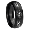 8MM Multiple Skull Dome Brush Black Tungsten Wedding Band