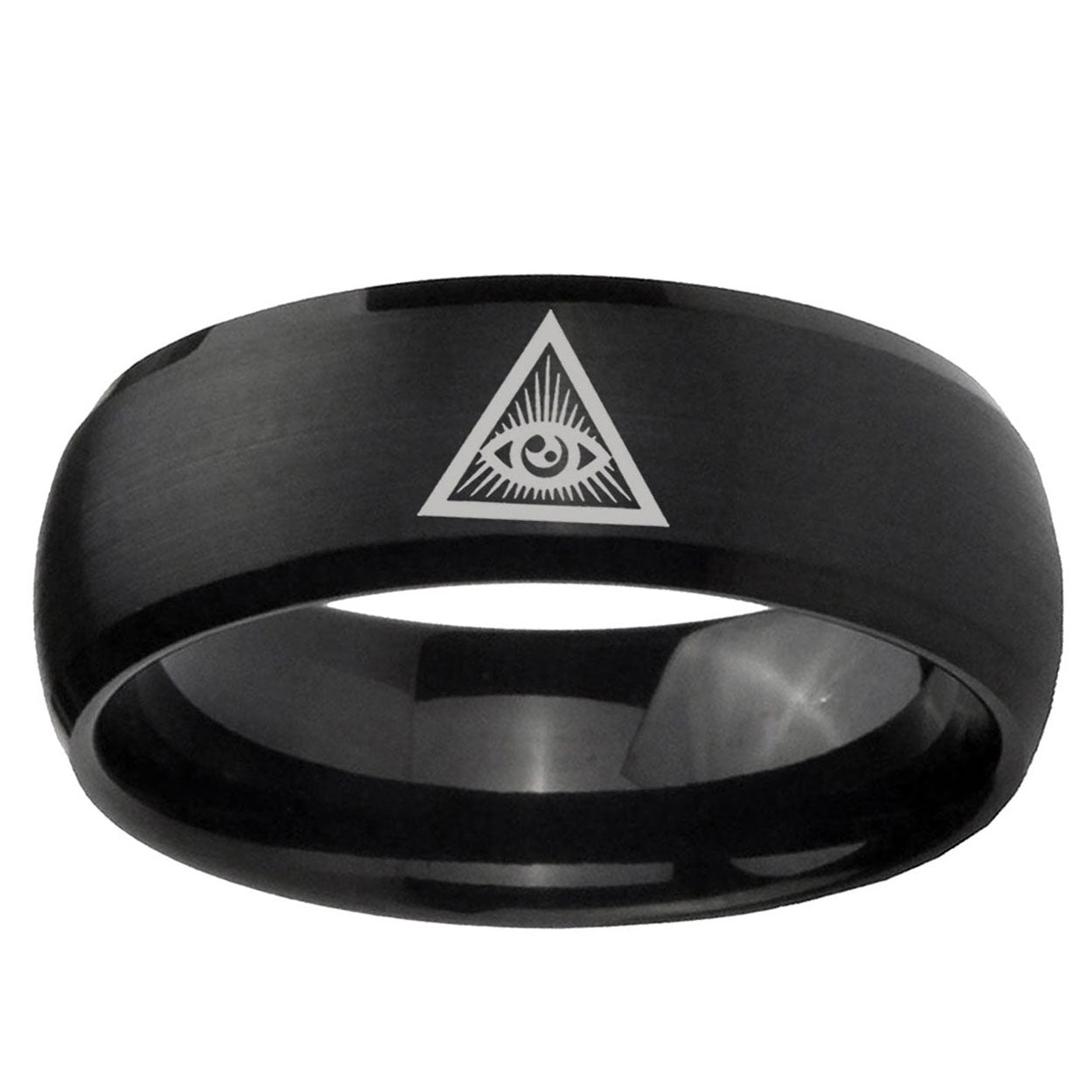 5MMSeeing Eye of God Dome Matte Black Men's Tungsten Rings