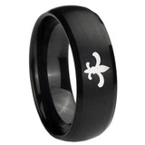 10mm Fleur Delis Dome Brush Black Tungsten Carbide Personalized Ring