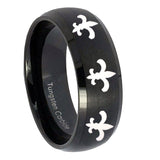 8mm-Multiple-Fleur-De-Lis-Dome-Brush-Black-Tungsten-Carbide-Promise-Ring