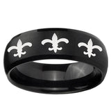 10mm Multiple Fleur-De-Lis Dome Brush Black Tungsten Ring