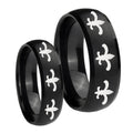 Multiple Fleur De Lis Dome Brush Black Tungsten His And Hers Ring