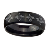 10mm-Multiple-Crosses-Dome-Brush-Black-Tungsten-Carbide-Bands-Ring