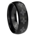 10mm Multiple Crosses Dome Brush Black Tungsten Carbide Bands Ring