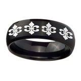10mm-Multiple-Fleur-De-Lis-Dome-Brush-Black-Tungsten-Mens-Anniversary-Ring