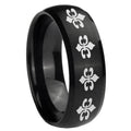 8MM Multiple Fleur-De-Lis Dome Brush Black Tungsten Ring