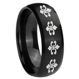 10mm Multiple Fleur Delis Dome Brush Black Tungsten Mens Anniversary Ring