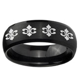 5, 8mm Multiple Fleur-De-Lis Dome Brush Black Tungsten Wedding Engraving Ring