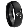 8MM Masonic 32 Triangle Freemason Dome Brush Black Tungsten Ring