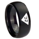 8mm-Masonic-32-Triangle-Design-Freemason-Dome-Brush-Black-Tungsten-Carbide-Mens-Promise-Ring