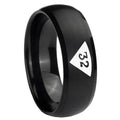 10mm Masonic 32 Triangle Design Freemason Dome Brush Black Tungsten Carbide Men's Wedding Band