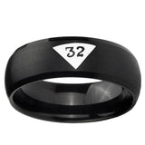5, 8mm Masonic 32 Triangle Design Freemason Dome Brush Black Tungsten Ring