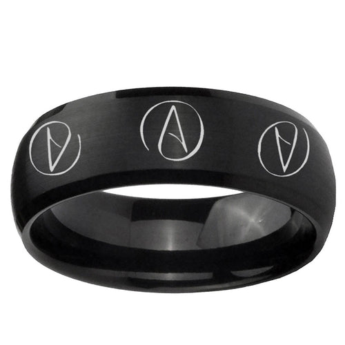 10mm Atheist Design Dome Brush Black Tungsten Ring