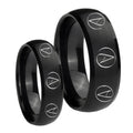 Atheist Design Dome Brush Black Tungsten Engagement Ring Set