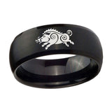 10mm-Wild-Boar-Dome-Brush-Black-Tungsten-Carbide-Men's-Engagement-Band