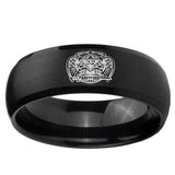 5, 8mm Masonic 32 Degree Freemason Dome Brush Black Tungsten Ring