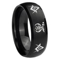 8MM Masonic Shriners Dome Brush Black Tungsten Ring For Men