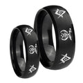 Masonic Shriners Dome Brush Black Tungsten Wedding Set Ring