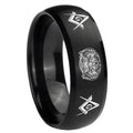 8MM Masonic 32 Design Dome Brush Black Tungsten Mens Bands Ring