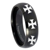 10mm-Multiple-Maltese-Cross-Dome-Brush-Black-Tungsten-Carbide-Bands-Ring