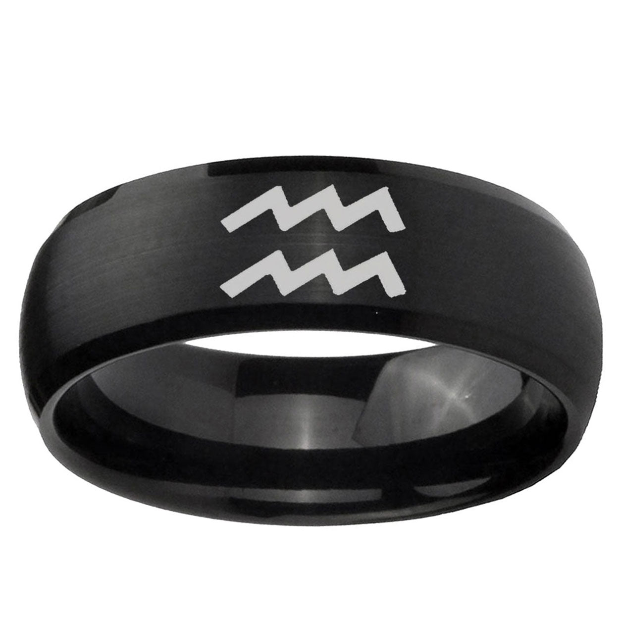 5MMAquarius Horoscope Dome Brush Black Tungsten Ring