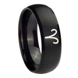 10mm-Aries-Zodiac-Dome-Brush-Black-Tungsten-Carbide-Engraved-Ring