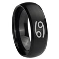 10mm Cancer Horoscope Dome Brush Black Tungsten Carbide Mens Anniversary Ring