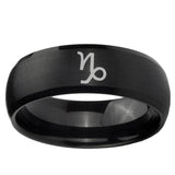 10mm Capricorn Zodiac Dome Brush Black Tungsten Ring
