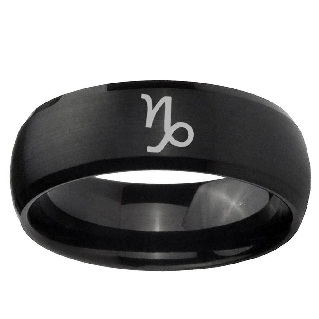5MMCapricorn Zodiac Dome Brush Black Tungsten Anniversary Ring