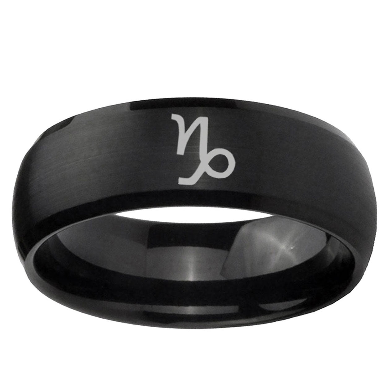 5MMCapricorn Zodiac Dome Brush Black Tungsten Anniversary Ring