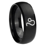Bride and Groom Leo Zodiac Dome Brush Black Tungsten Carbide Engraved Ring Set