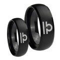 Libra Horoscope Dome Brush Black Tungsten Mens Ring Set