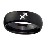 10mm-Sagittarius-Zodiac-Dome-Brush-Black-Tungsten-Carbide-Mens-Engagement-Ring
