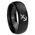 8MM Sagittarius Zodiac Dome Brush Black Tungsten Engraved Ring