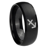 10mm Sagittarius Zodiac Dome Brush Black Tungsten Carbide Mens Engagement Ring
